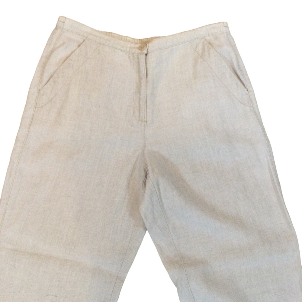 L.L.Bean Beige Wide Legged Linen Pants Size 12 - Picture 2 of 11
